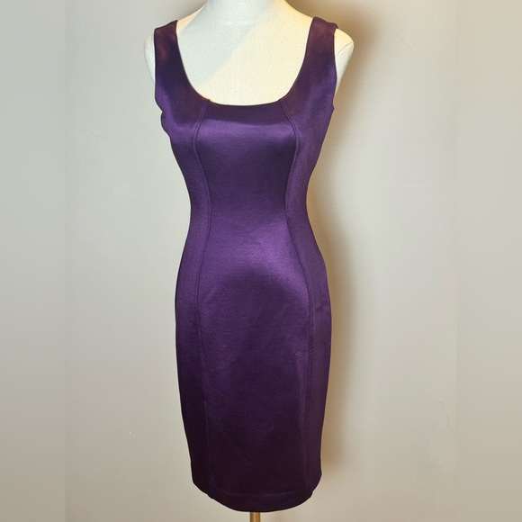 Versace Purple Scoop Neck Sheath Dress Size 40 - Picture 8 of 11